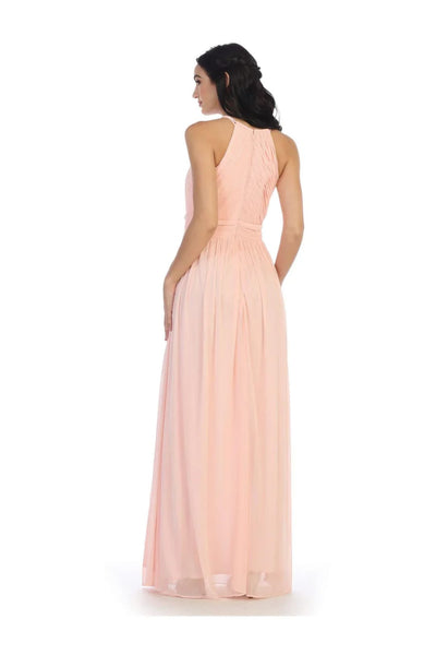 Eva USA 3281 Long Halter Bridesmaids Pleated Dress - Bridesmaids Dress