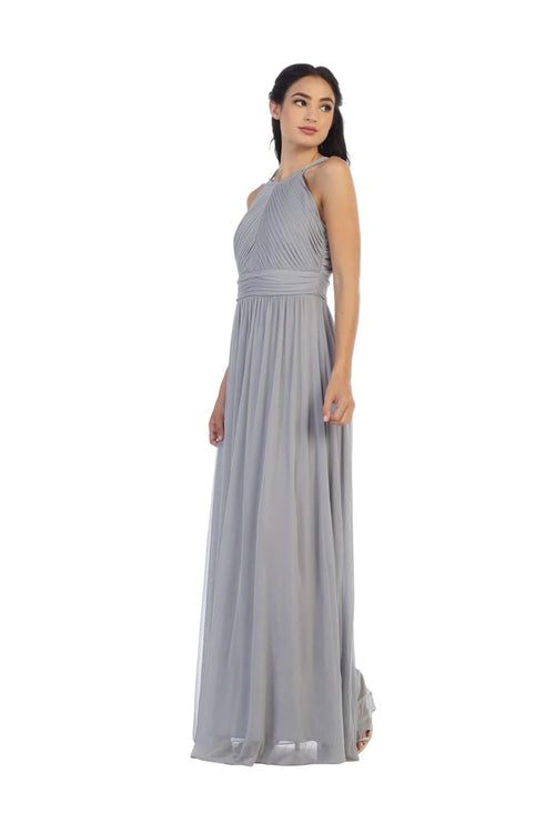 Eva USA 3281 Long Halter Bridesmaids Pleated Dress - Bridesmaids Dress