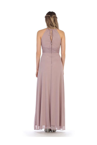 Eva USA 3282 Long Halter Tie Back Bridesmaids Dress - Bridesmaids Dress