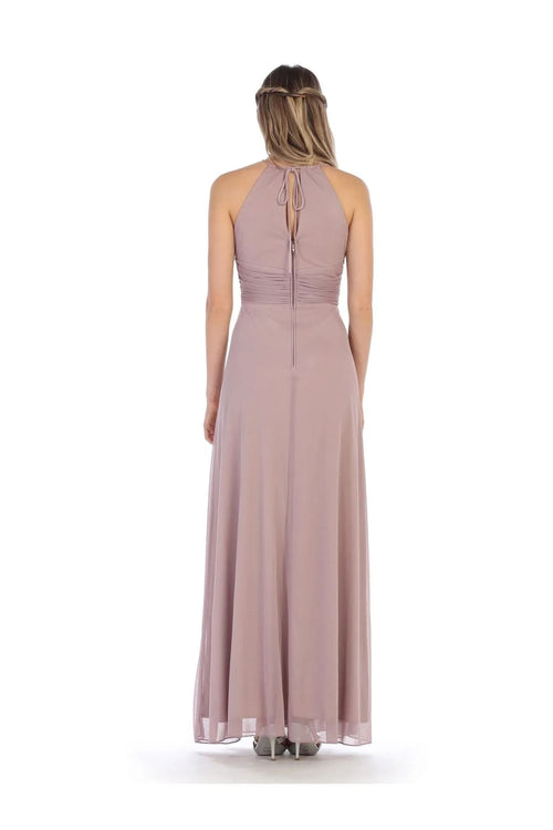 Eva USA 3282 Long Halter Tie Back Bridesmaids Dress - Bridesmaids Dress