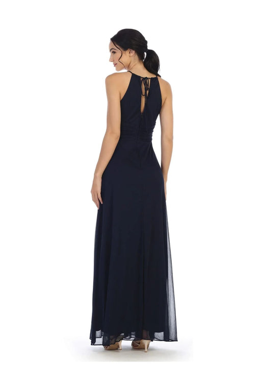 Eva USA 3282 Long Halter Tie Back Bridesmaids Dress - Bridesmaids Dress