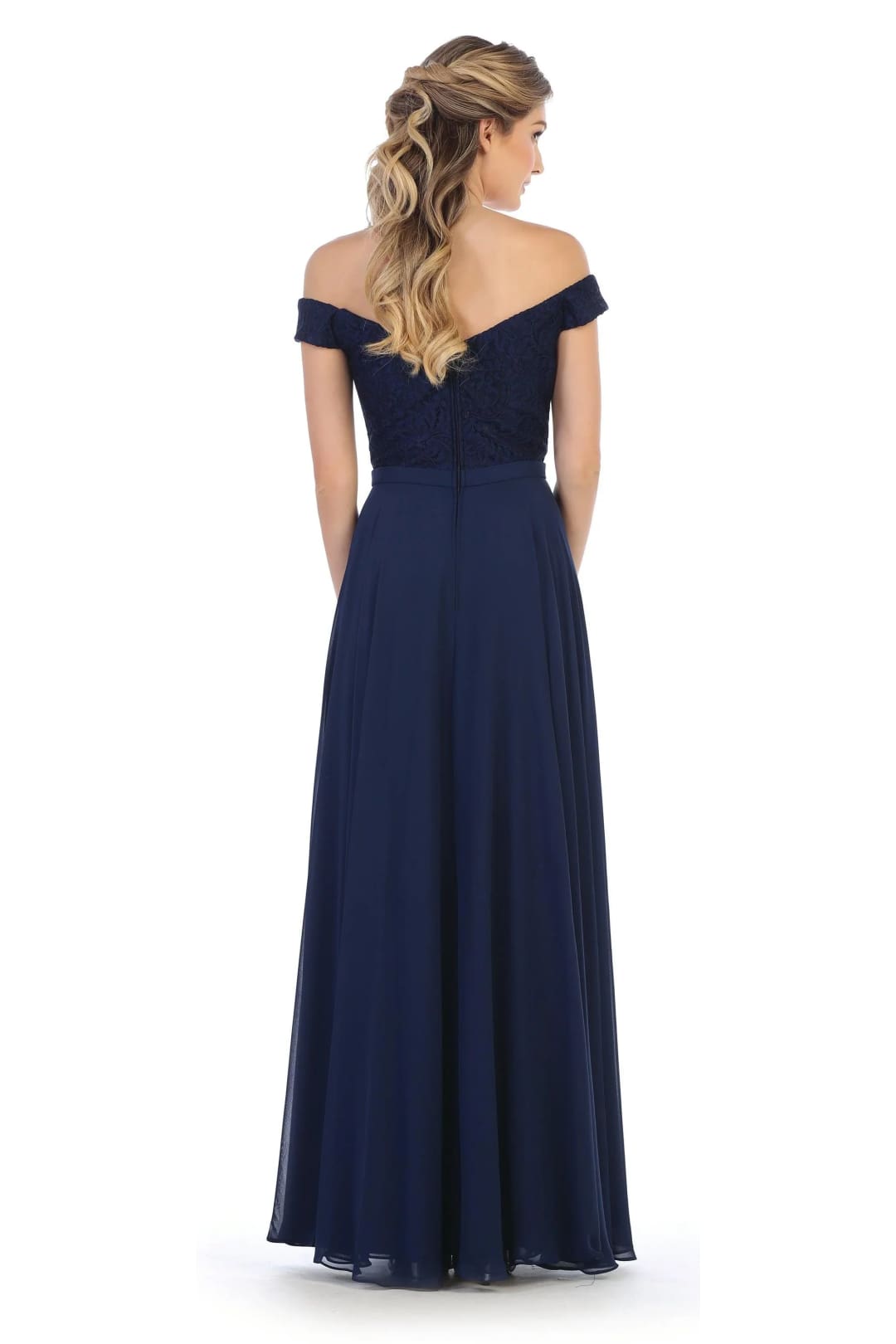Eva USA 3283 Long Off Shoulder Lace Bodice Bridesmaids Dress - Bridesmaids Dress