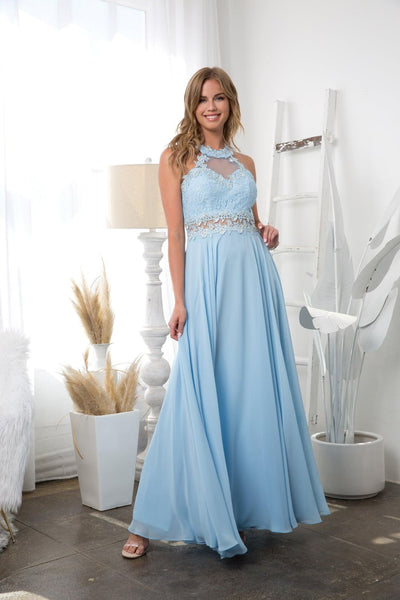 Eva USA 3286 Long Formal Halter Chiffon Bridesmaids Dress - Bridesmaids Dress