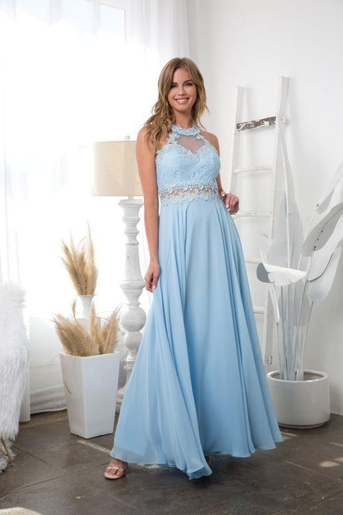 Eva USA 3286 Long Formal Halter Chiffon Bridesmaids Dress - Bridesmaids Dress