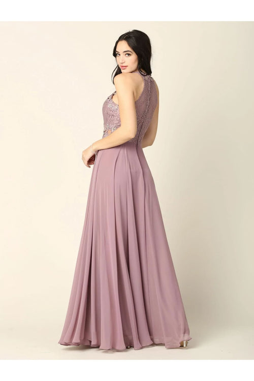 Eva USA 3286 Long Formal Halter Chiffon Bridesmaids Dress - Bridesmaids Dress