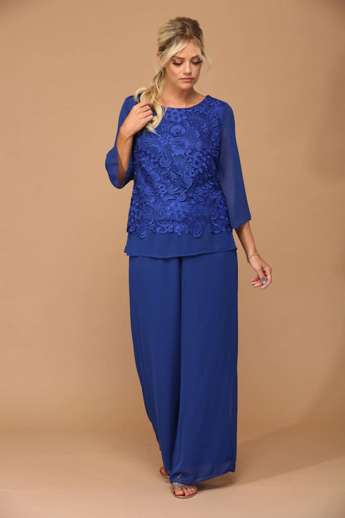 Eva USA 3289 Formal Mother of the Bride Lace Pant Suit - Pant Suit
