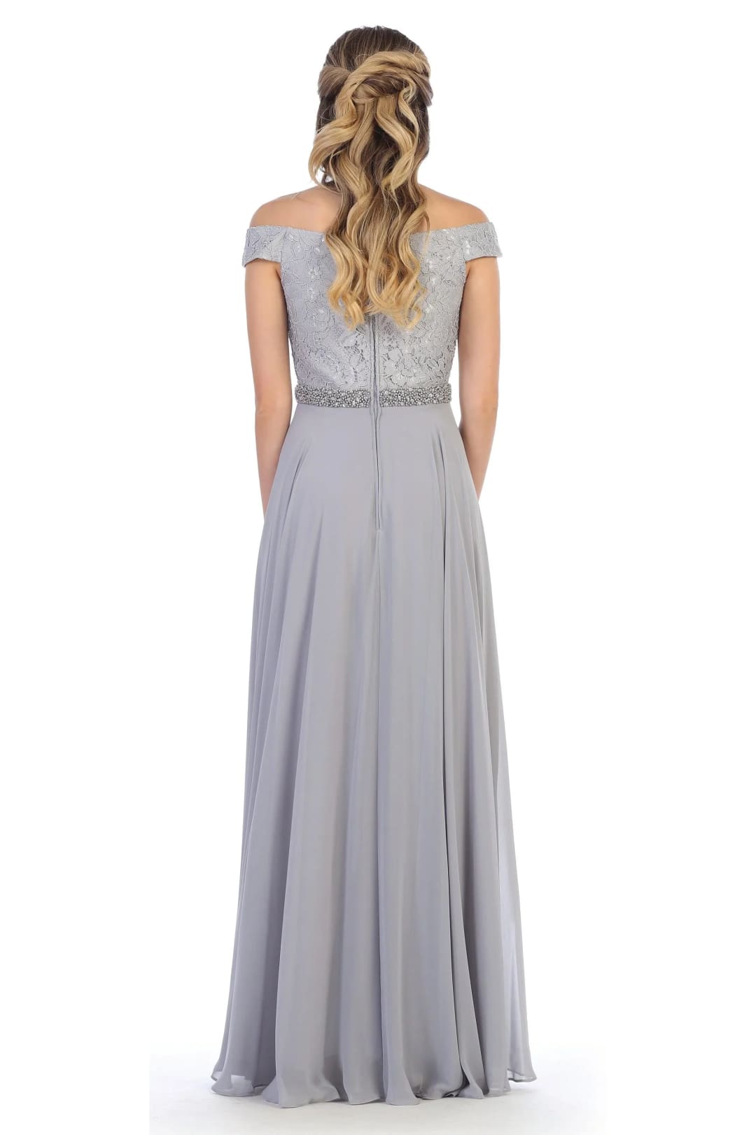 Eva USA 3294 Long Off Shoulder Mother of the Bride Lace Dress - Mother of the Bride Dress