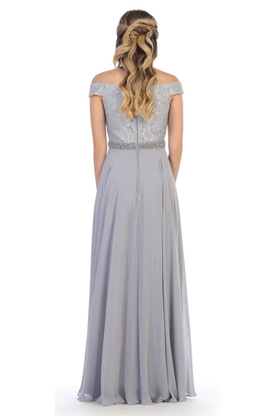 Eva USA 3294 Long Off Shoulder Mother of the Bride Lace Dress - Mother of the Bride Dress