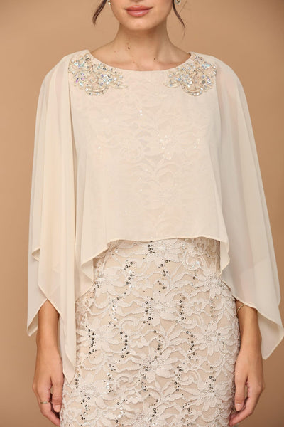 Eva USA 3296 Short Mother of the Bride Cape Dress - Mother of the Bride Dress