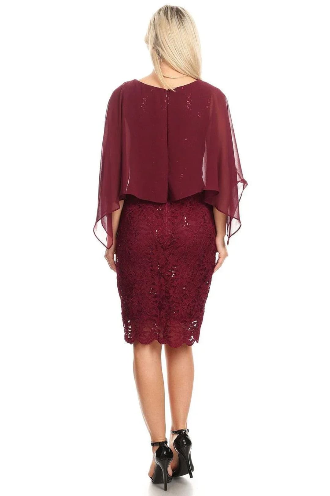 Eva USA 3296 Short Mother of the Bride Cape Dress - Mother of the Bride Dress