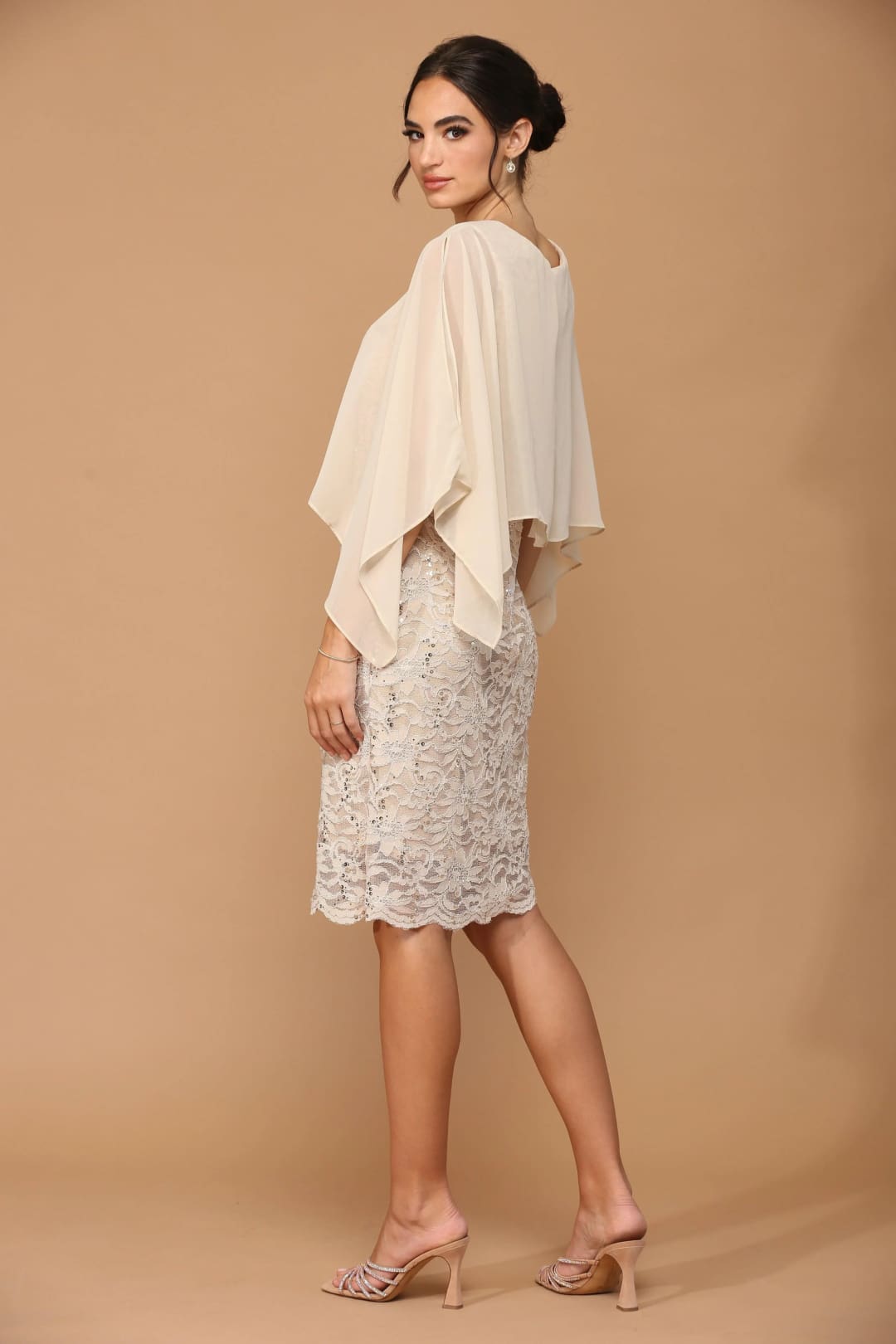 Eva USA 3296 Short Mother of the Bride Cape Dress - Mother of the Bride Dress