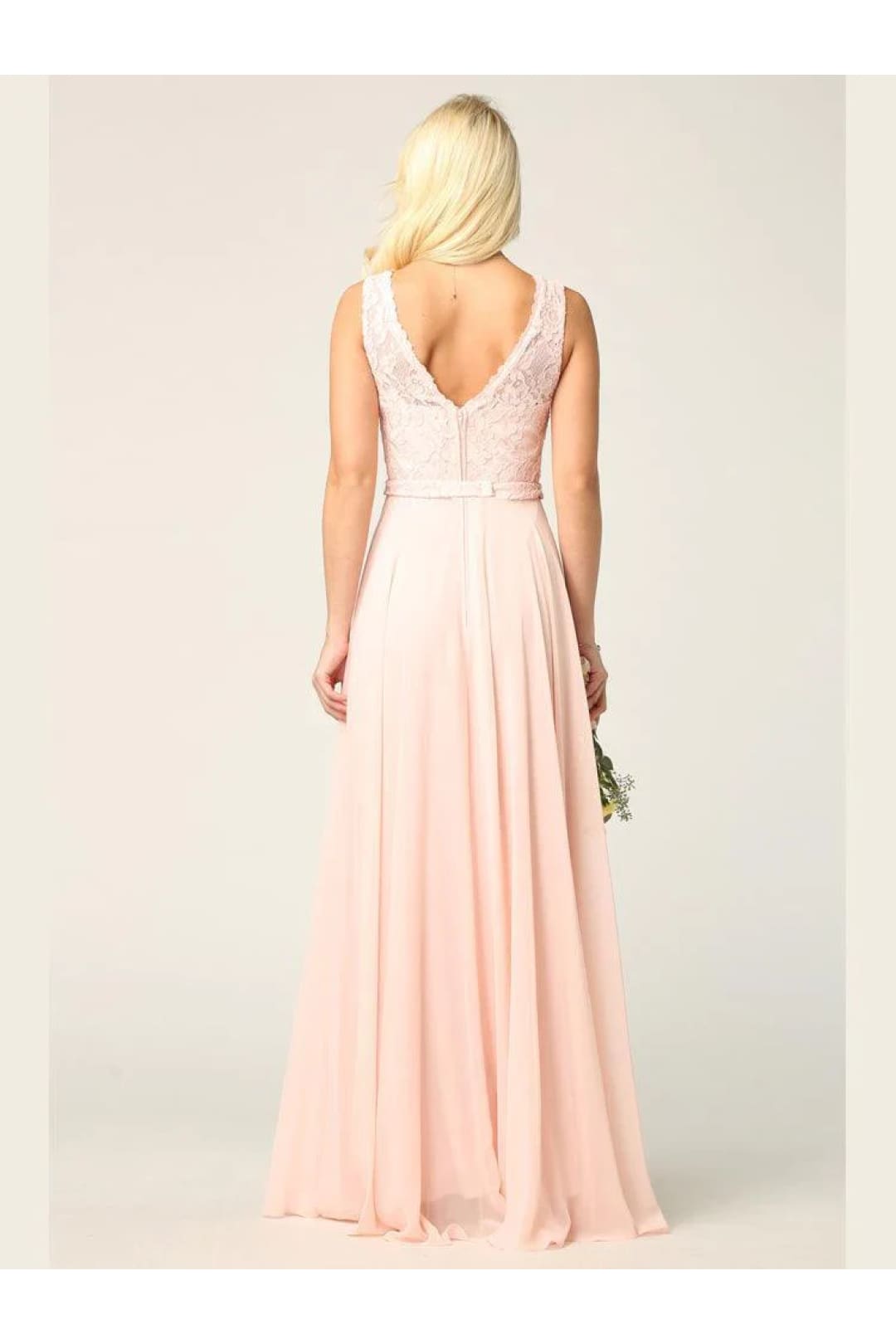 Eva USA 3299 Long Sleeveless Bridesmaids Lace Chiffon Dress - Bridesmaids Dress