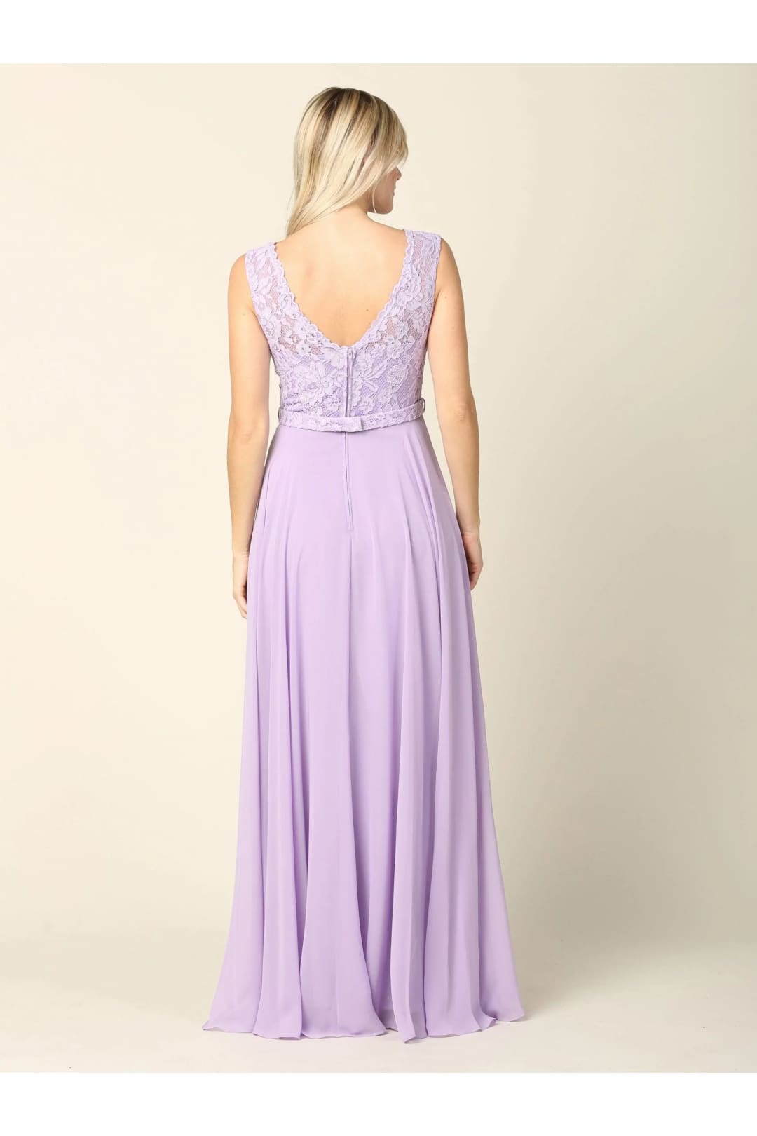 Eva USA 3299 Long Sleeveless Bridesmaids Lace Chiffon Dress - Bridesmaids Dress