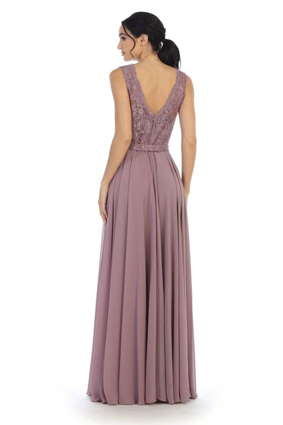 Eva USA 3299 Long Sleeveless Bridesmaids Lace Chiffon Dress - Bridesmaids Dress