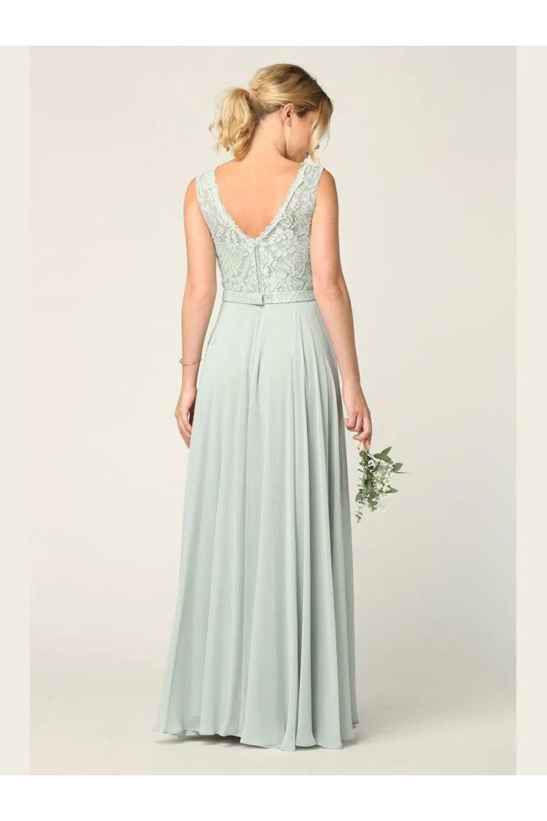 Eva USA 3299 Long Sleeveless Bridesmaids Lace Chiffon Dress - Bridesmaids Dress