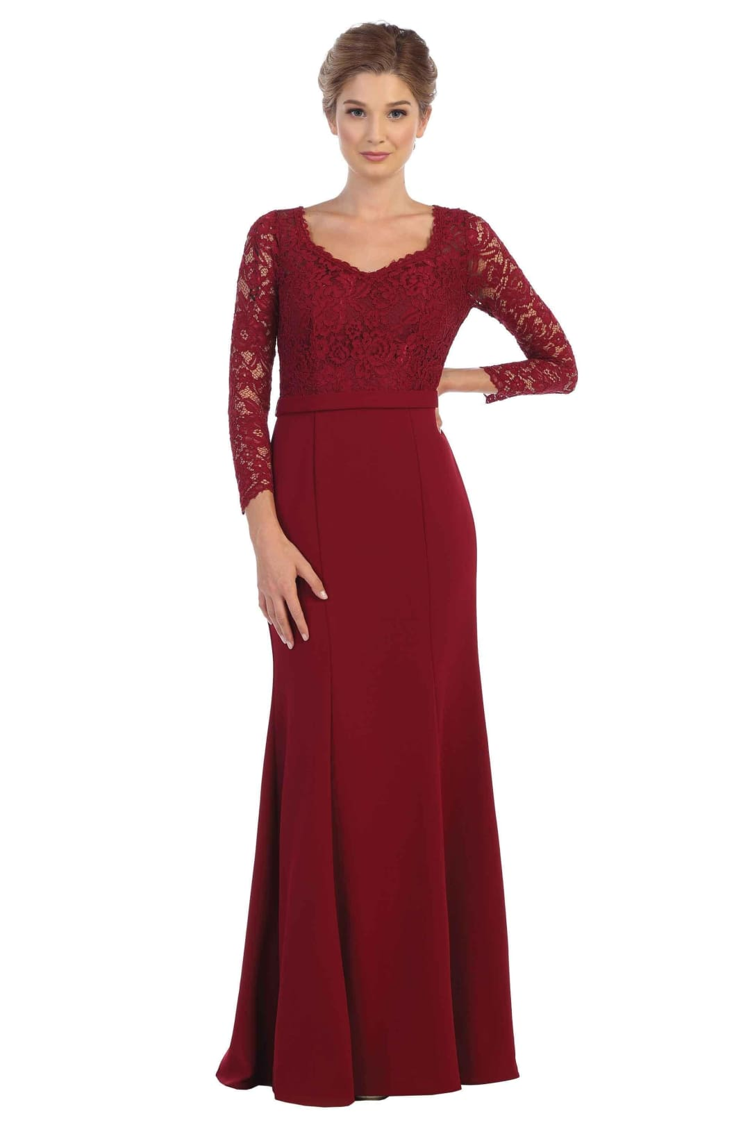 Long Sleeve Mother of the Bride Formal Dress - The Dress Outlet Eva Fashion