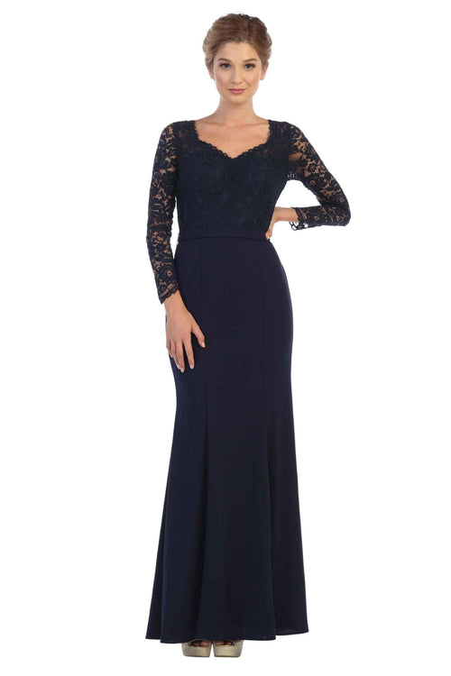 Long Sleeve Mother of the Bride Formal Dress - The Dress Outlet Eva Fashion