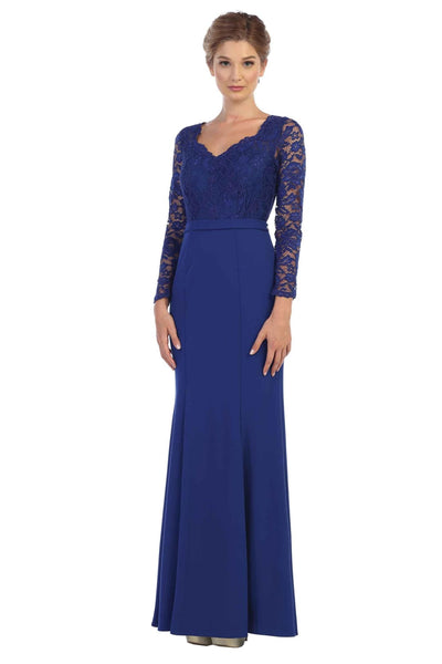 Long Sleeve Mother of the Bride Formal Dress - The Dress Outlet Eva Fashion