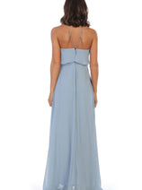 Eva USA 3315 Long Bridesmaids Ruffle Halter Chiffon Dress
