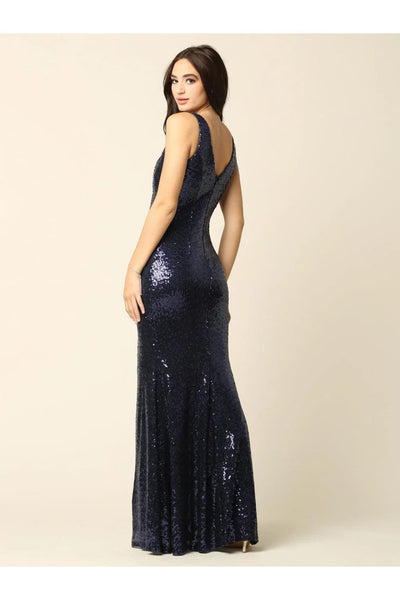 Eva USA 3322 Long Formal Sleeveless Sequins Fitted Dress - Formal Dress
