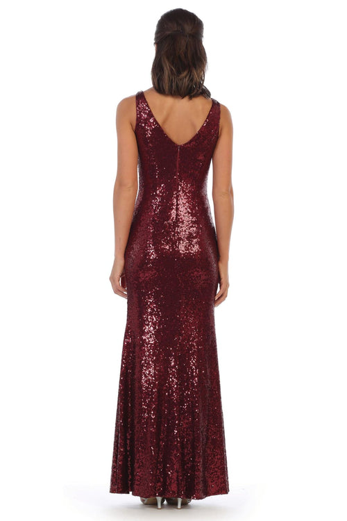 Eva USA 3322 Long Formal Sleeveless Sequins Fitted Dress - Formal Dress
