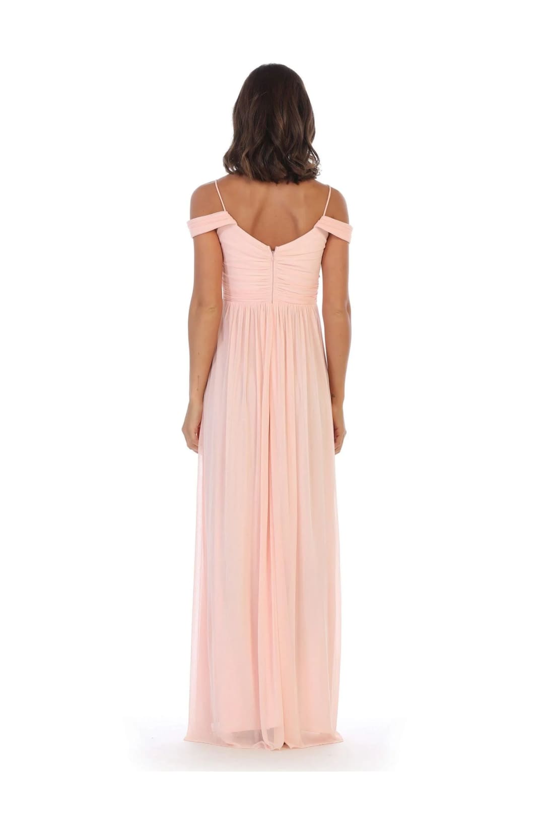 Eva USA 3323 Long Off Shoulder Bridesmaids Pleated Dress - Bridesmaids Dress