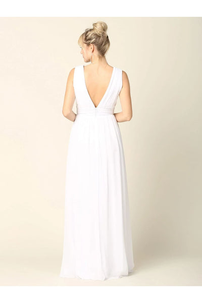 Eva USA 3329 Long Sleeveless Formal Bridesmaids Slit Dress - Bridesmaids Dress