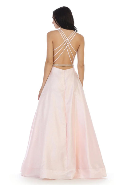 Eva USA 3330 Prom Long Formal Metallic Satin Dress - Prom Long Dress