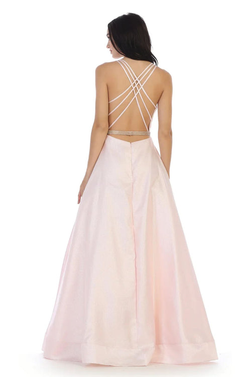 Eva USA 3330 Prom Long Formal Metallic Satin Dress - Prom Long Dress