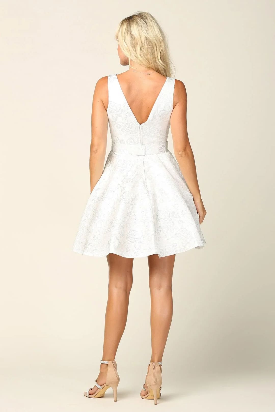 Eva USA 3334 Short Sleeveless Homecoming Jacquard Cocktail Dress - Cocktail Dress