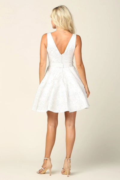 Eva USA 3334 Short Sleeveless Homecoming Jacquard Cocktail Dress - Cocktail Dress