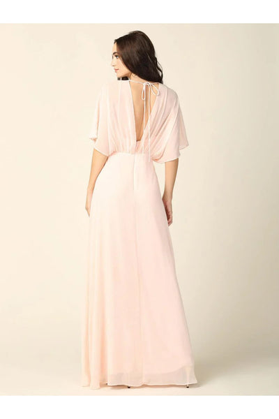 Eva USA 3338 Long Formal Mother of the Bride Draped Chiffon Gown - Mother of the Bride Dress