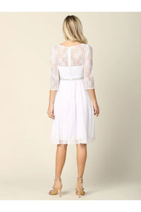 Eva USA 3340 Short 3/4 Sleeve Lace Cocktail Dress - Cocktail Dress