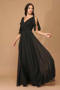 Eva USA 3345 Long Formal Flutter Sleeves Bridesmaids Dress - Bridesmaids Dress