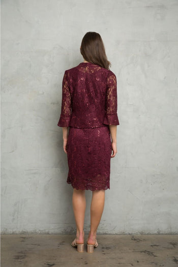Eva USA 3347 Mother of the Bride Knee Length Cocktail 2-PC Dress - Dress