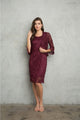 Eva USA 3347 Mother of the Bride Knee Length Cocktail 2-PC Dress - BURGUNDY / S - Dress