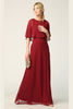 Eva USA 3348 Chiffon Mother of the Bride Gown W/ Pockets - BURGUNDY / S - Dress