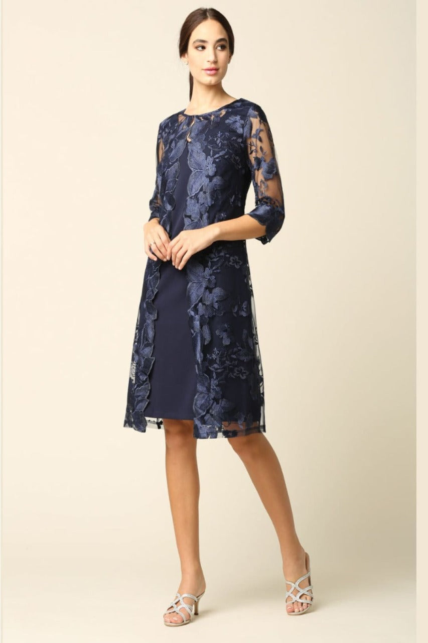 Eva USA 3351 Lace 3/4 Sleeve Jacket Mother of the Bride Dress - Dress