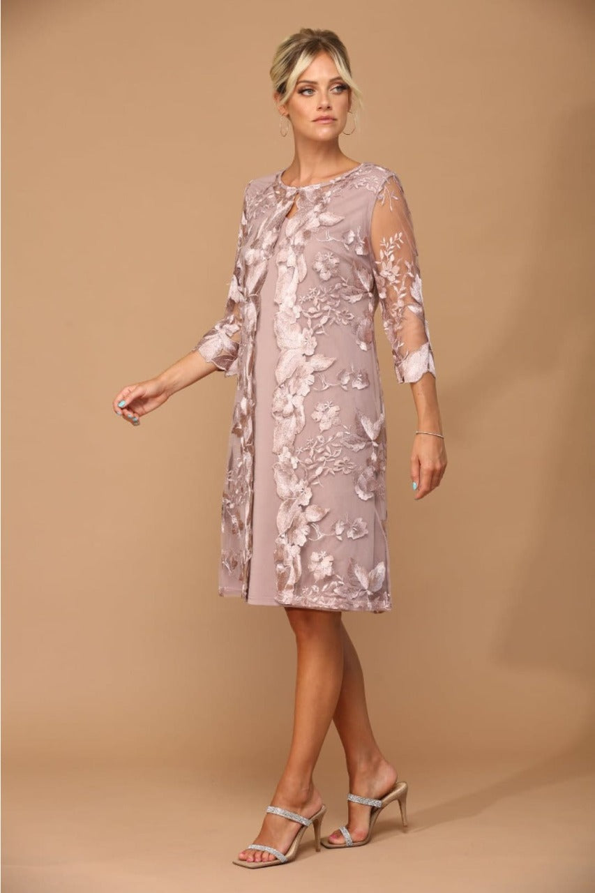 Eva USA 3351 Lace 3/4 Sleeve Jacket Mother of the Bride Dress - Dress