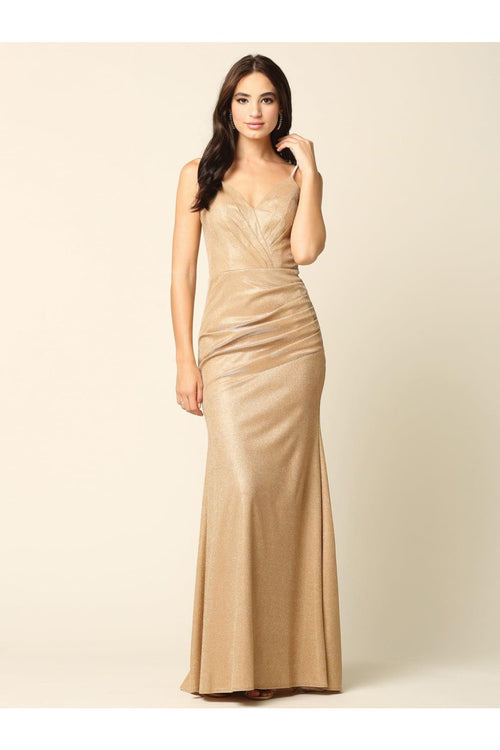 Eva USA 3358 Long Formal Spaghetti Strap Glitter Prom Dress - Prom Long Dress