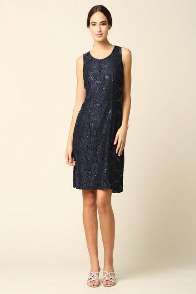 Eva USA 3365 2-PC Knee Length Mother of the Bride Dress W/ Jacket - NAVY / S - Dress