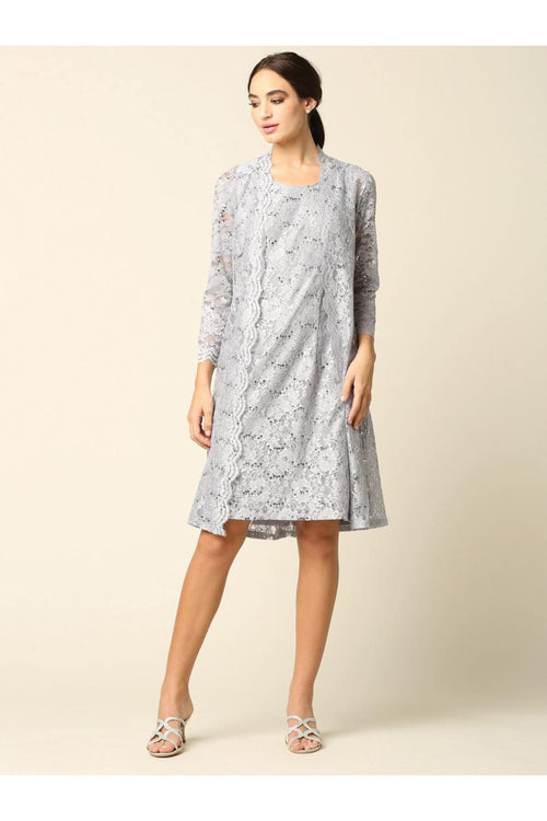 Eva USA 3365 Short Mother of the Bride Lace Jacket Dress - Mother of the Bride Dress