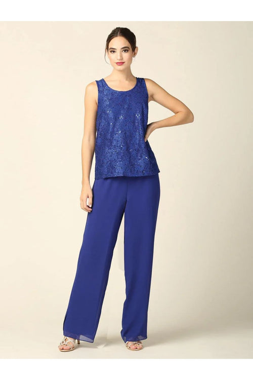 Eva USA 3366 Mother of the Bride Long Jacket Pant Suit - Pant Suit