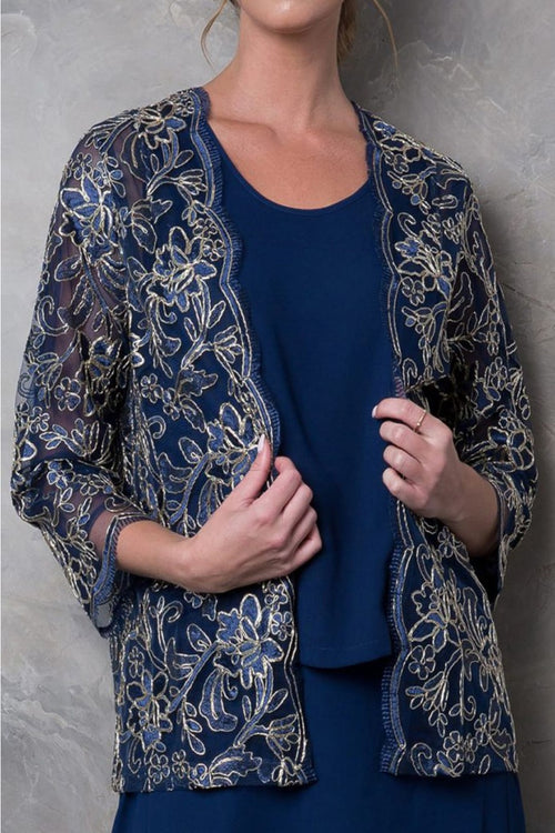 Eva USA 3369 3-Piece MOB Dress W/ Embroidered Jacket - Dress