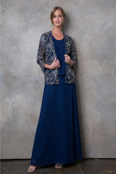 Eva USA 3369 3-Piece MOB Dress W/ Embroidered Jacket - Dress