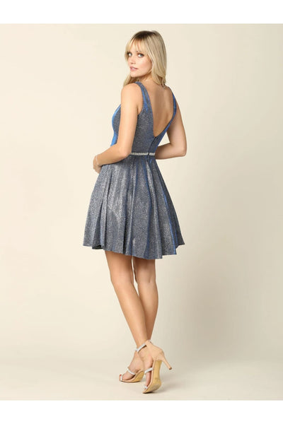 Eva USA 3370 Prom Short Sleeveless Metallic Cocktail Dress - Prom Short Dress