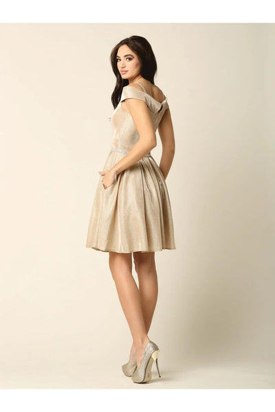 Eva USA 3371 Short Cocktail Off Shoulder Glitter Prom Dress - Prom Short Dress