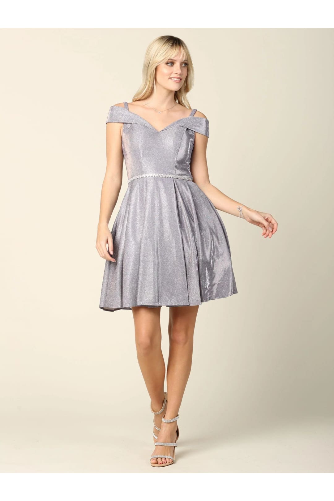 Eva USA 3371 Short Cocktail Off Shoulder Glitter Prom Dress - Prom Short Dress