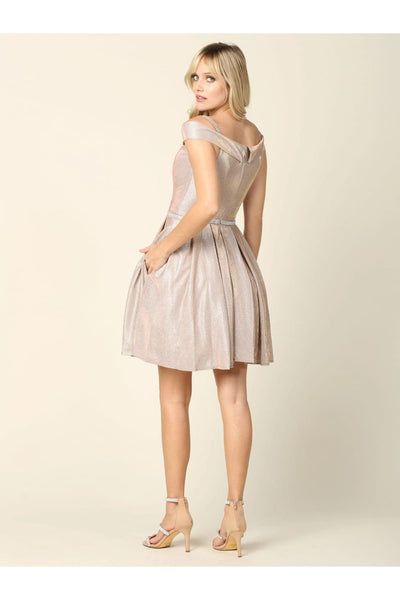 Eva USA 3371 Short Cocktail Off Shoulder Glitter Prom Dress - Prom Short Dress