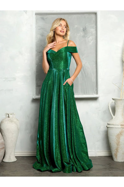 Eva USA 3373 Long Formal Off Shoulder Glitter Ball Gown - Prom Dresses